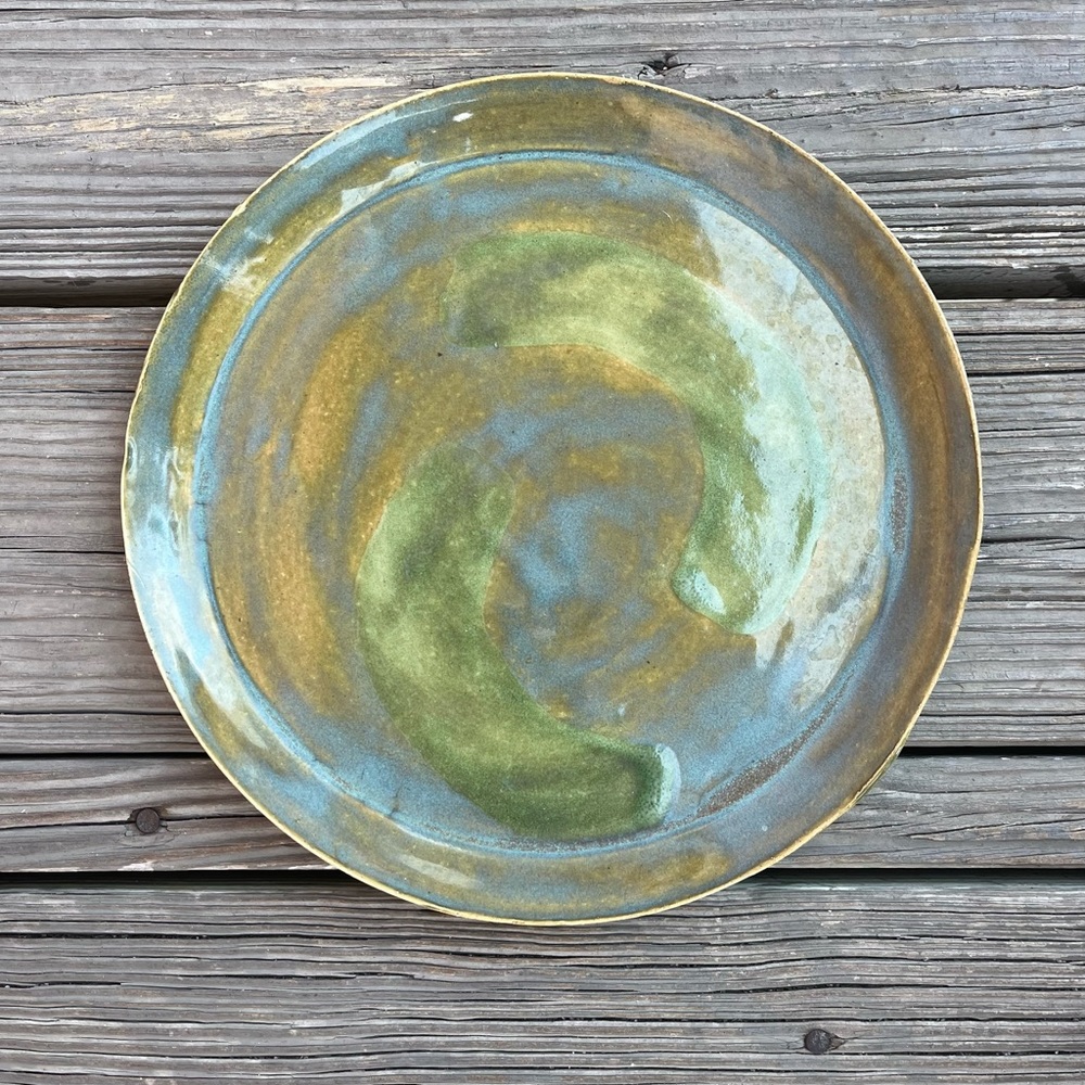 Handcrafted Pottery Stoneware Plate Green Glazed